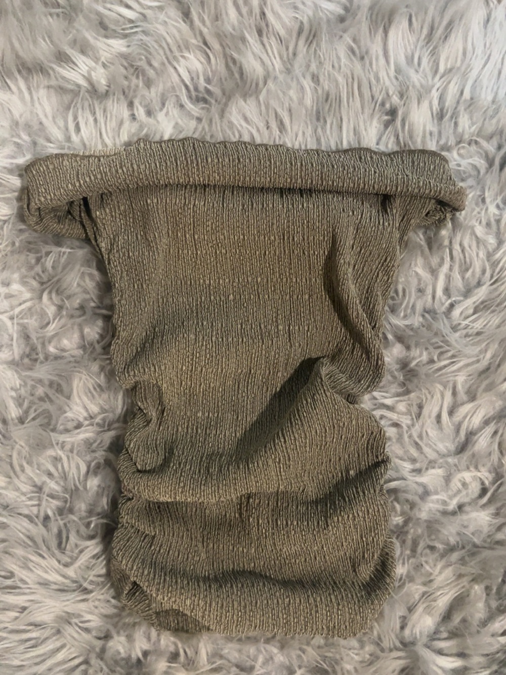 H&M Olive Off-the-Shoulder Ruched Top